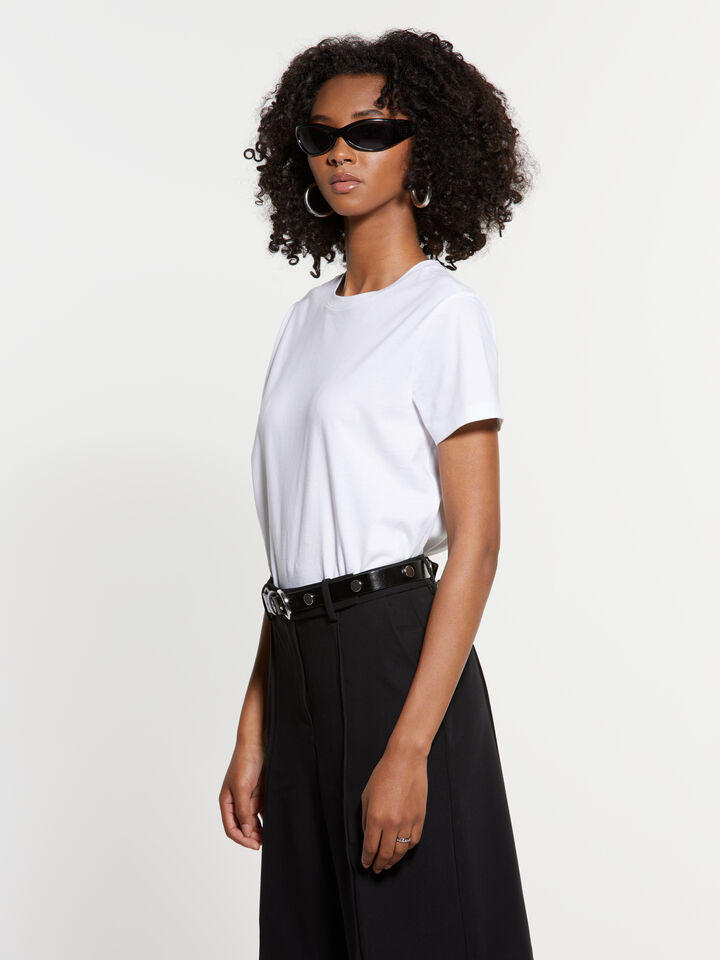 White boxy fit t-shirt - women's short sleeve t-shirts - White | Sisley image number 3